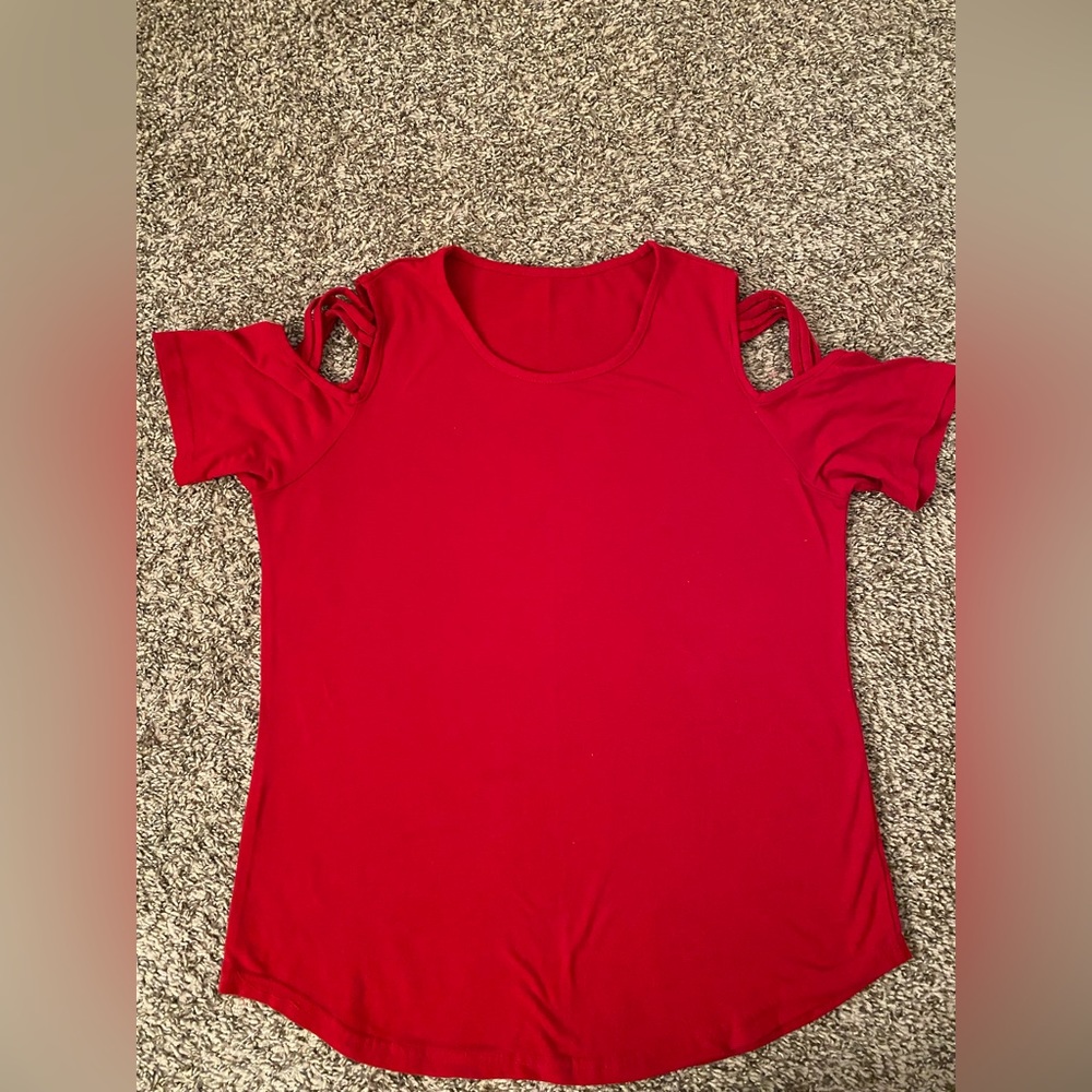 Red Unbranded Cold Shoulder Top - Medium